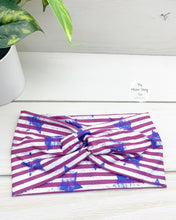 Load image into Gallery viewer, Stripes and Stars Front Knot Headband
