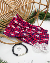Load image into Gallery viewer, Red Plaid Trees Front Knot Headband
