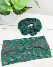 Load image into Gallery viewer, Green Christmas Sweater Scrunchie
