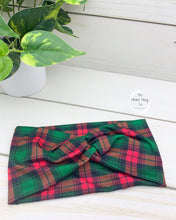 Load image into Gallery viewer, Classic Christmas Red/Green Plaid Front Knot Headband
