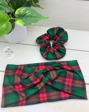 Load image into Gallery viewer, Classic Christmas Red/Green Plaid Front Knot Headband
