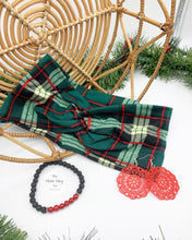 Load image into Gallery viewer, Hunter Green Plaid Front Knot Headband

