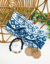 Load image into Gallery viewer, Deep Teal Snowflakes Front Knot Headband
