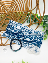 Load image into Gallery viewer, Deep Teal Snowflakes Front Knot Headband

