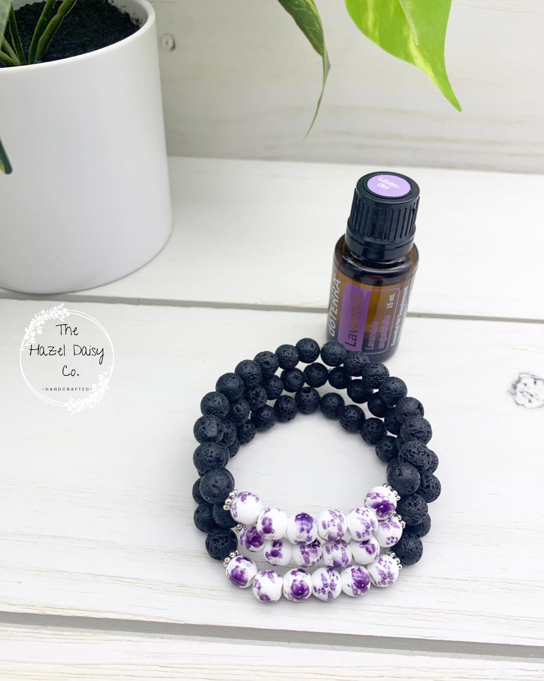 Purple Floral Diffuser Bracelet