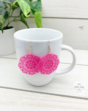 Load image into Gallery viewer, Hot Pink Doilies Earrings
