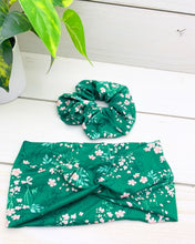 Load image into Gallery viewer, Green Botanical Scrunchie
