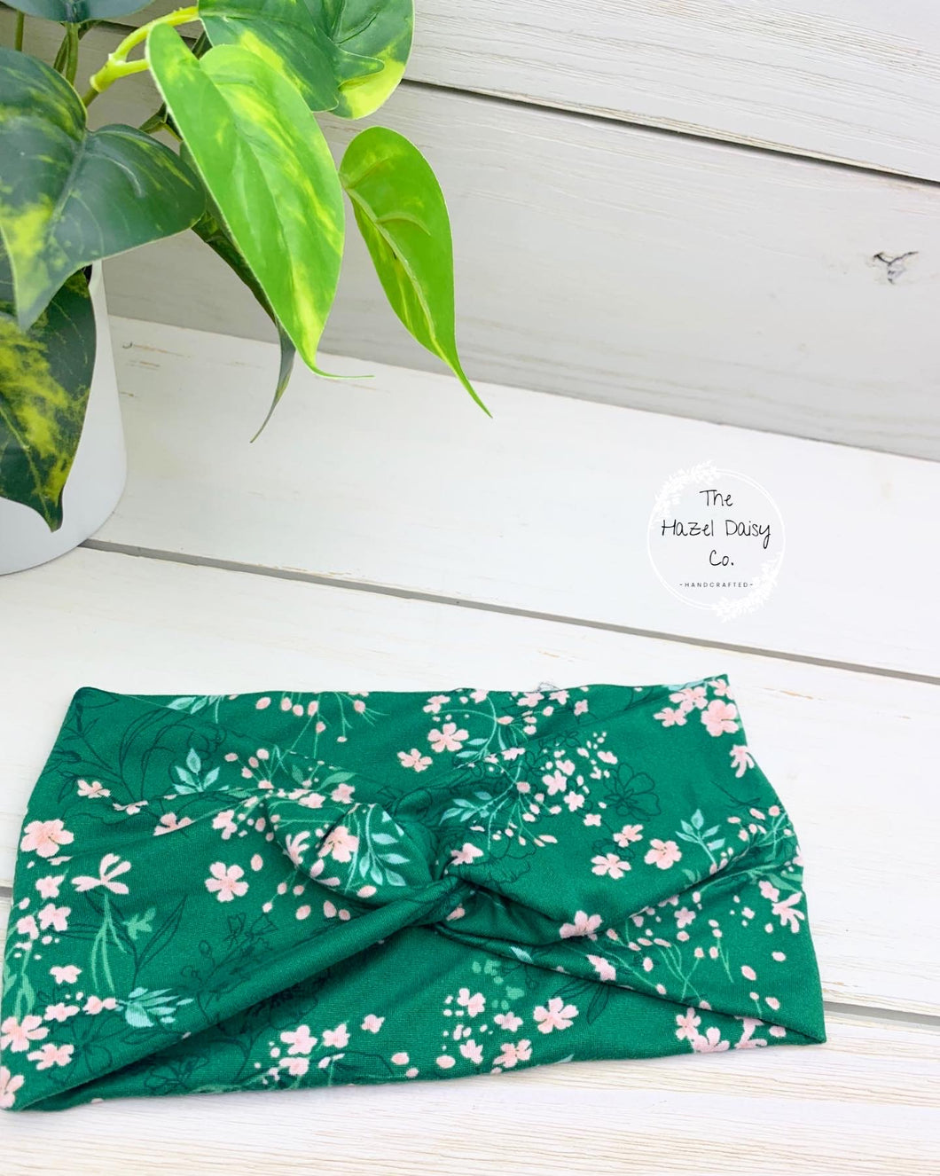 Green Botanical Front Knot Headband