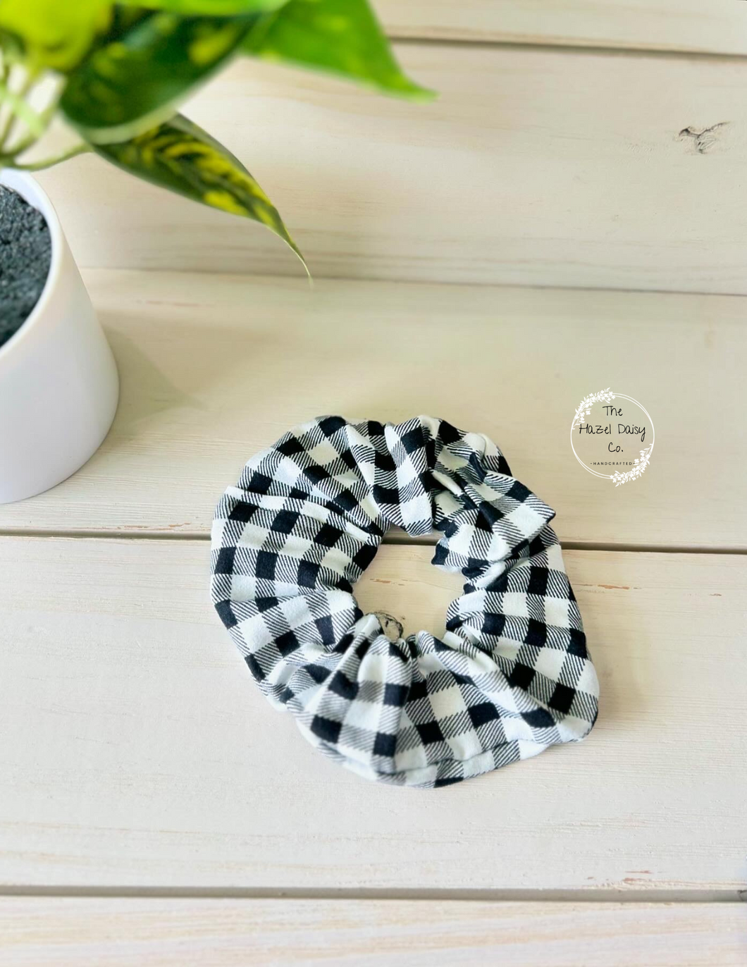 Black and White Gingham Scrunchie