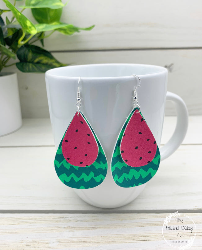 Watermelon Double Teardrop Earrings