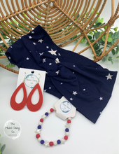 Load image into Gallery viewer, Stars on Navy Front Knot Headband
