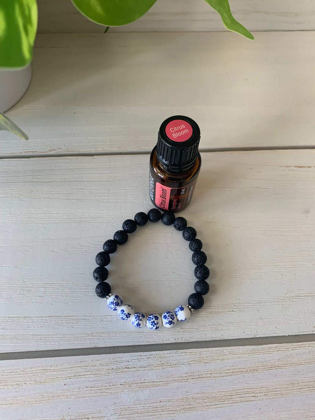 Blue Floral Diffuser Bracelet