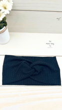 Load image into Gallery viewer, Black Waffle Knit Front Knot Headband
