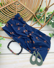 Load image into Gallery viewer, Rustic Flowers on Navy Front Knot Headband

