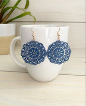 Load image into Gallery viewer, Navy Doilies Earrings
