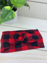 Load image into Gallery viewer, Red Buffalo Plaid Front Knot Headband

