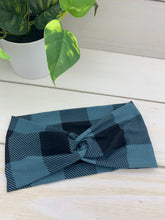 Load image into Gallery viewer, Blue Buffalo Plaid Front Knot Headband
