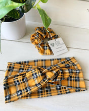 Load image into Gallery viewer, Mustard Plaid Front Knot Headband
