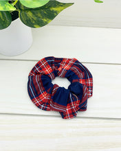 Load image into Gallery viewer, Red Navy Plaid Scrunchie
