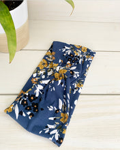 Load image into Gallery viewer, Navy Floral Front Knot Headband
