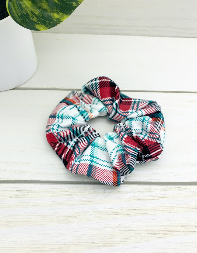 White Christmas Plaid Scrunchie