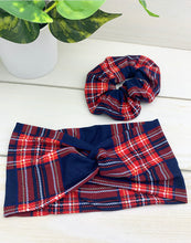 Load image into Gallery viewer, Red Navy Plaid Scrunchie

