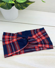 Load image into Gallery viewer, Red Navy Plaid Front Knot Headband
