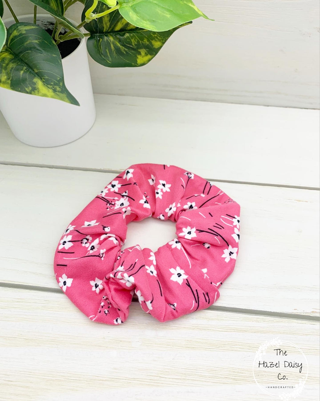 Hot Pink Floral Scrunchie