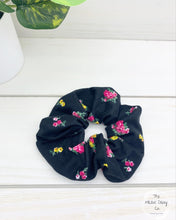 Load image into Gallery viewer, Midnight Bouquets Scrunchie
